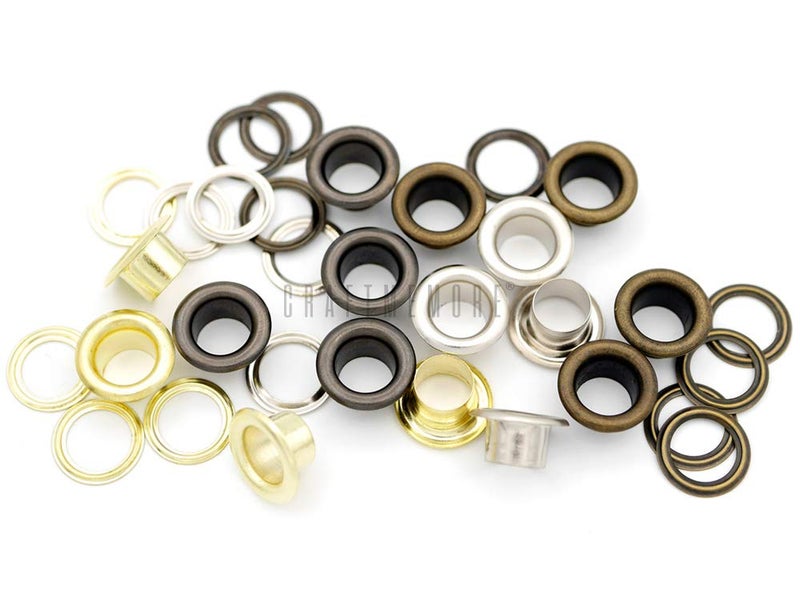 CRAFTMEMORE 3/16" (5MM) Hole Size 100 Sets Gold Metal Grommets Eyelets with Washers for Bead Cores, Clothes, Leather, Canvas (Gold) - Image 5